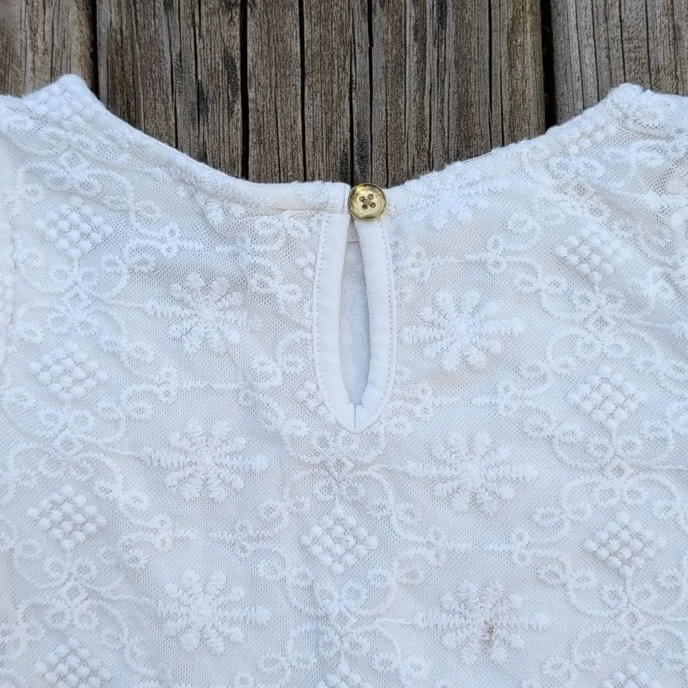 Genuine Kids By Oshkosh 3T White Embroidered Short Sleeve Blouse